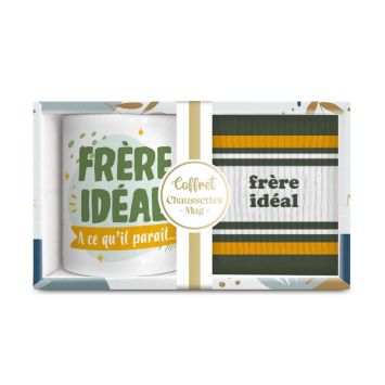 Coffret Mug et Chaussettes "Frère idéal" pour homme - Collection Famille d'Amour