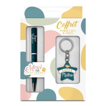 Coffret Porte-Clé et Stylo - Super Maître | jourdefete.com