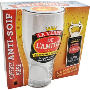 Coffret Bière - Verre et Décapsuleur - Le verre de l'amitié