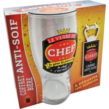 Coffret Bière - Verre et Décapsuleur - Le verre du chef