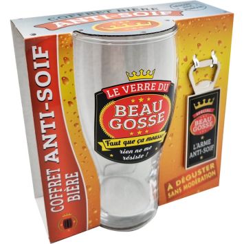 Coffret Bière - Verre et Décapsuleur - Le verre du beau gosse