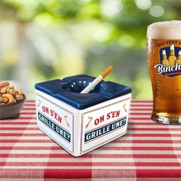 Cendrier carré "On s'en grille une ?" - Collection Claquettes Chaussettes