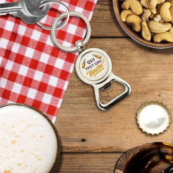 Porte-Clés Décapsuleur "Qui veut une binche ?" - Collection Claquettes Chaussettes