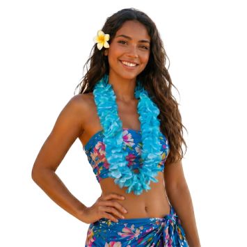 Collier de fleurs fluo Hawaïen - Couleur au choix