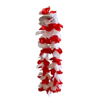 Collier de fleurs blanches et rouges pour Feria