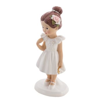 Optez pour cette jolie figurine de communiante avec croix pour la communion de votre fille | jourdefete.com