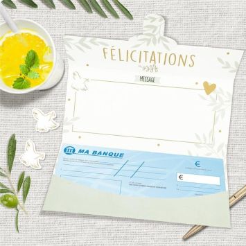 Carte et enveloppe cadeau - Colombe - Félicitations