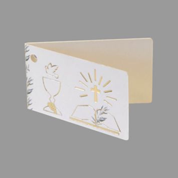 Lot de 10 étiquettes pour communion - Blanc et Or | jourdefete.com