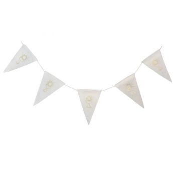 Guirlande fanions blanche communion velours 2m - Calice doree | jourdefete.com