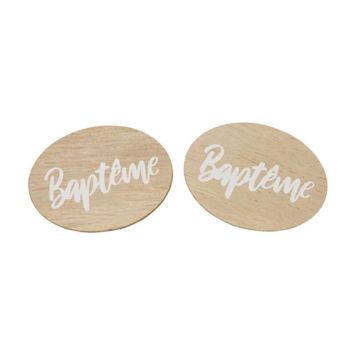 6 décorations de table à parsemer en bois naturel - Baptême | jourdefete.com