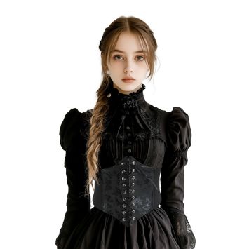 Femme en corset gothique noir pour Halloween | jourdefete.com