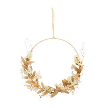 couronne de fleurs sechees couleur beige | jourdefete.com