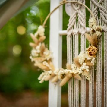 Couronne de fleurs séchées - 28 cm - Beige