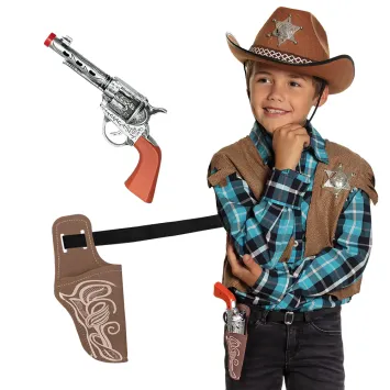 Pistolet de Cow-Boy avec cartouchière pour enfant - 23 cm