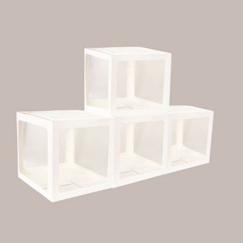 4 cubes blanc plastique et carton | jourdefete.com
