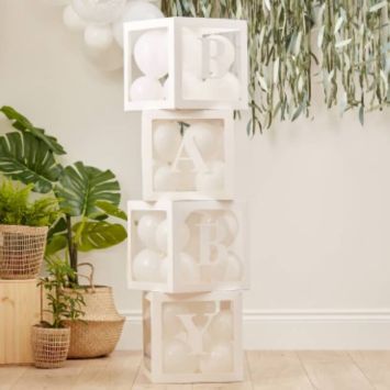 4 Cubes Carton et Plastique - Blanc