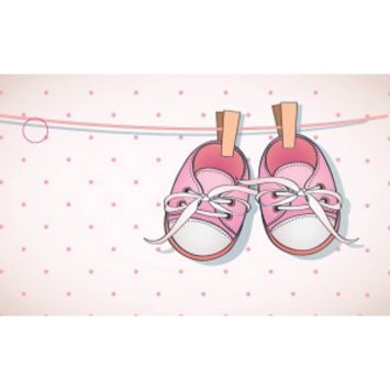 10 Étiquettes Fille - Motif Baskets - Rose