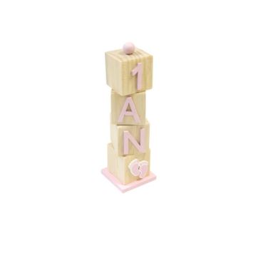 Cubes en bois empilés - 1 an - Couleur au choix