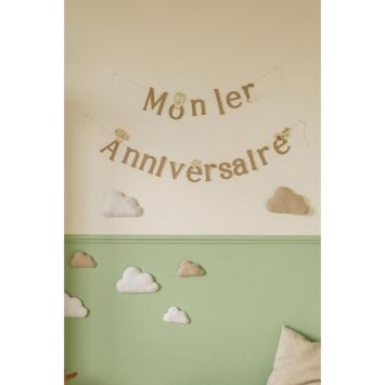 Guirlande de lettres "Mon 1er Anniversaire" en papier - 2 m - Collection Dans les Nuages