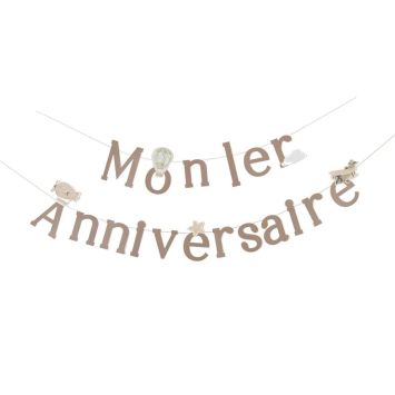 Guirlande de lettres "Mon 1er Anniversaire" en papier - 2 m - Collection Dans les Nuages