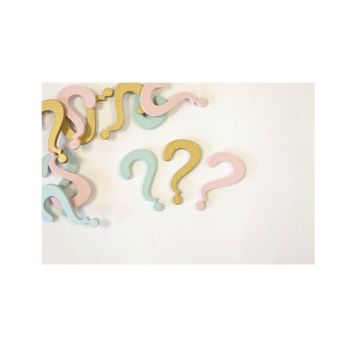décoration de table en bois gender reveal points d'interrogations | jourdefete.com