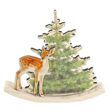 Décoration à Poser Noël - Bois - Biche à Bascule | jourdefete,com