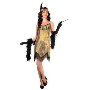 Déguisement de Charleston Doré pour femme - Taille au choix