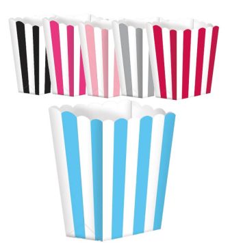 5 boites à pop-corn rayées - Couleur au choix