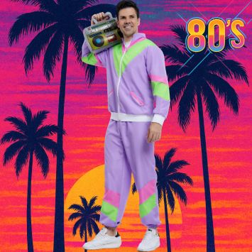 Survêtement Violet des Années 80 pour homme - Taille au choix