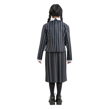 Déguisement de Mercredi ® Addams pour enfant - Uniforme scolaire de Nevermore - Noir / Gris - Taille au choix