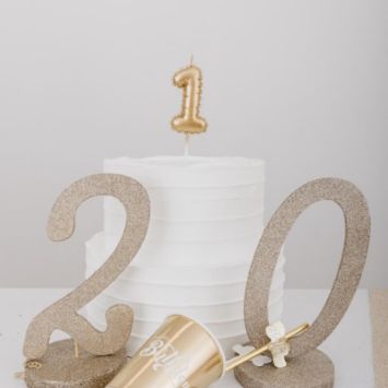 Bougie chiffre effet ballon mylar - Or - Chiffre au choix