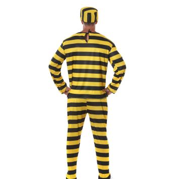 Déguisement de Prisonnier Jaune et Noir pour homme - Taille au choix