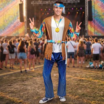 Déguisement d'Hippie pour homme - Taille au choix