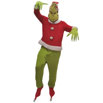 Costume de Grincheux de Noël complet avec pull rouge et pantalon vert | jourdefete.com