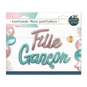 Guirlande de mots gonflables - Fille ou Garçon ? - Collection Gender Reveal | jourdefete.com