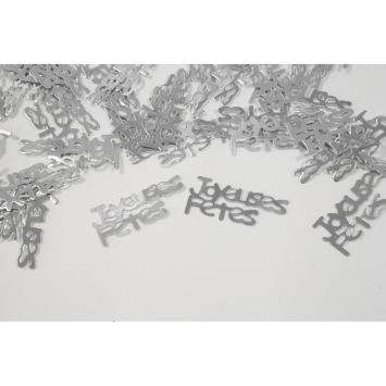 7 g de confettis métallisés "Joyeuses Fêtes" à parsemer - Noël - Couleur au choix