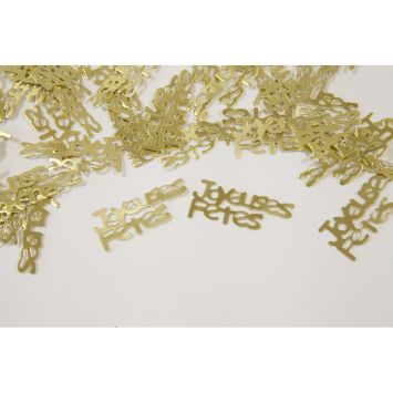 7 g de confettis métallisés "Joyeuses Fêtes" à parsemer - Noël - Couleur au choix