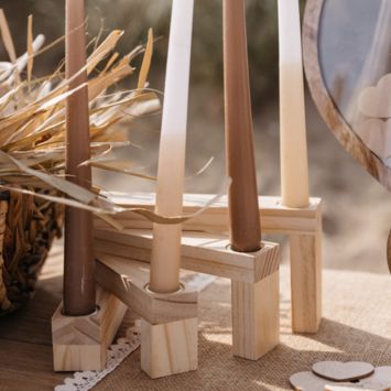 5 bougeoirs design articulés en bois - 20 x 10 x 3 cm