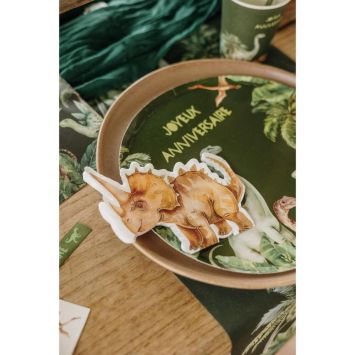 10 serviettes en forme de tricératops en papier - 36 x 30 cm - Collection Dinosaures