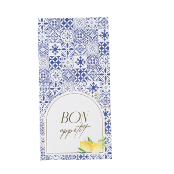 Porte-couverts Dolce Vita Bon Appétit bleu roi, blanc et or | jourdefete.com