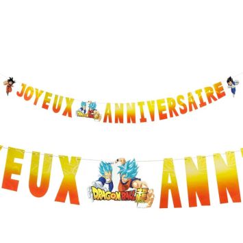 Cette guirlande 'Joyeux Anniversaire" sera parfaite dans le salon lors de l’anniversaire "Dragon Ball ®" de votre enfant | jourdefete.com