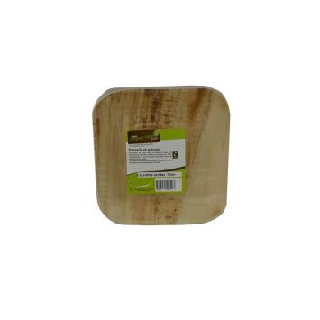 6 assiettes carrées en palmier de 17 x 17 cm | jourdefete.com