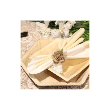 6 Assiettes carrées en palmier - 17 cm