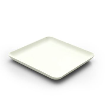 40 assiettes carrées, plates, blanches et biodégradables de 16 cm.