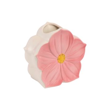Vase en forme de fleur en céramique - 13,8 x 7,8 x 13,5 cm
