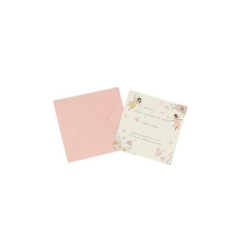 Lot de 6 cartes d’invitation féeriques avec enveloppes rose pastel pour anniversaire enfant | jourdefete.com