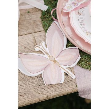 10 serviettes en forme de papillon en papier - 33 x 33 cm - Collection Fairy World
