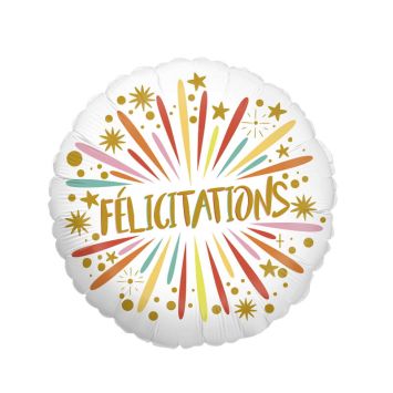 ballon rond hélium 46 cm félicitations