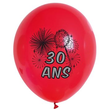 10 Ballons de Baudruche Multicolore Anniversaire 30 ans