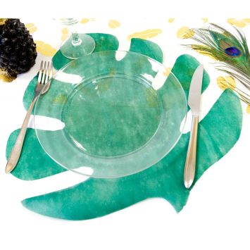 4 Sets de Table Feuille de Bananier - Vert Foncé